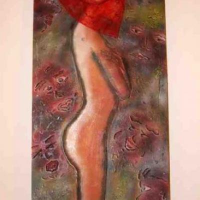 RACINES  Acrylique et sable sur bois          (Photos Elsa Levecot et Jacqueline Jeremie)