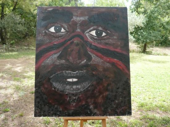 NEG MARRON 110x130 Techniques Mixtes sur bois